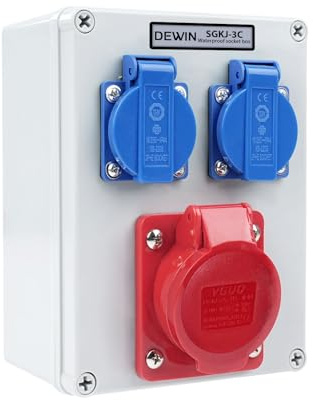 Steckdosenverteiler CEE, 16 Ampere Steckdose Starkstrom Steckdose Wasserdicht 16 (Stromverteiler 16A 5P mit 2 x Steckdose 220V, Starkstrom Steckdose Wandverteiler 16A)