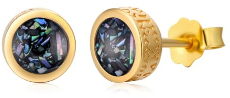 PARYFO Wikinger Ohrstecker für Männer Damen 925 Sterling Silber | Schwarzer Ohrstecker mit Edelstein Türkis/Opal/Onyx/Abalone/Malachit/Lapislazuli Ohrringe Wikinger Schmuck für Herren Damen