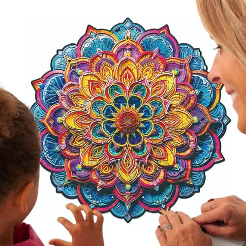 Wooden Puzzle - Wood, 29cm Diameter Shaped Puzzle Brain-Teasing Design - Precision Cut Craftsmanship and, Decorative Wooden Jigsaw Puzzles for Adults, Kids, Family Game Night