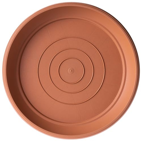 KADAX Blumentopf Untersetzer Rund ⌀ 54 cm, Blumentopfuntersetzer aus Kunststoff für Innen & Außen, Zubehör für Blumentöpfe & Pflanzentöpfe (Terrakotta)