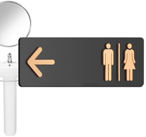 Toilettenschild, 30 x 10 cm Öffentliches WC Acryl Wegweiser Schild, Richtungs-WC Schild mit Pfeilen Links Rechts, Selbstklebende Toiletten Beschilderung für Unternehmen Zuhause Öffentliche