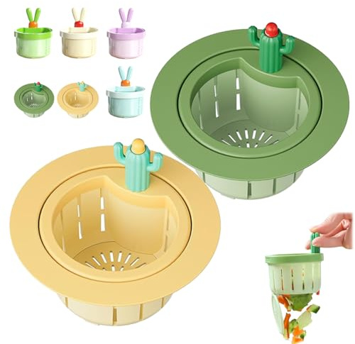 Cactus Kitchen Automatic Dumping Sink Filter, Cactus Sink Strainer Basket, Cactus Kitchen Sink Drain Strainer Fun Sink Accessory for Home Bathroom (2Pcs B)