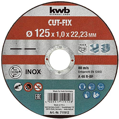 kwb CUT-FIX Trennscheiben Sparpack – 125 x 1 Flexscheiben-Set für Winkelschleifer, 10-teilig