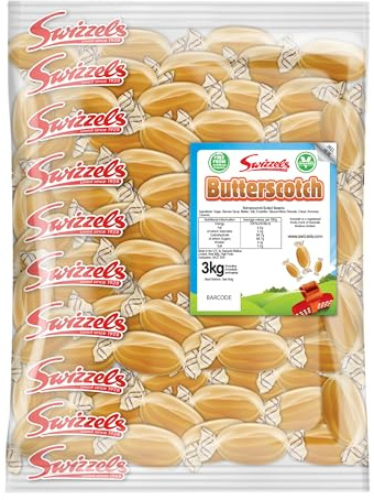Swizzels Butterscotch Hard Boiled Sweets 3kg Bulk Bag - Individually Wrapped Creamy Retro Candy for Party Bags, Sharing & Sweet Jars, Vegetarian