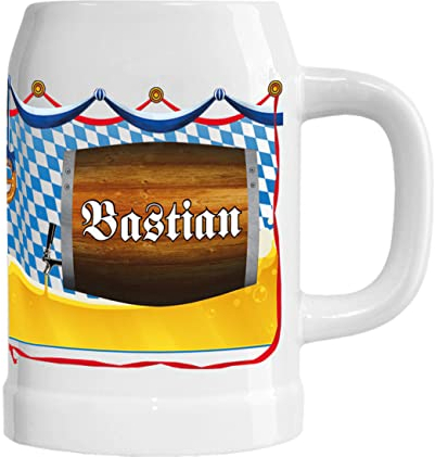 Herz & Heim® Personalisiertes Bierkrug mit gratis Namen - verschiedene Motive - 0,5 l Bierfass