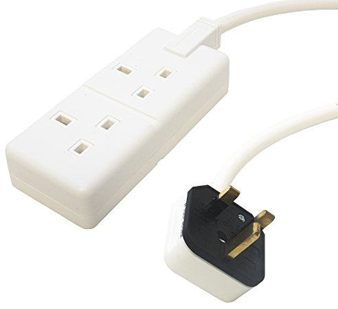 2 Gang White 13amp Professional Trailing Socket Extension Lead Mains Power (30m)