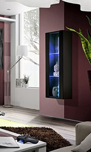 ASM Vitrine mit LED 2 Einlegeböden schwarz