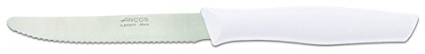 Arcos Serie Nova Caja 36 uds Cuchillo Mesa, Hoja Serrada de Acero Inoxidable de 110 mm, Mango de Polipropileno Color blanco (36 UDS)