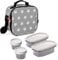 Tatay Sac Isotherme Repas, Capacité 3 L, Avec 4 Boîtes Hermetiques en Plastique (2 x 0,5 L, 2 x 0,2 L) Sans BPA, Gris Avec Des Étoiles. Mesure 22,5 x 10 x 22 cm