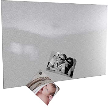 Colours-Manufaktur Magnettafel Magnetwand inkl. 4 Magnete (Silber, 60 x 90 cm)