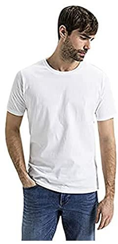 camel active Herren Basic Kurzarm T-Shirt mit Rundhalsausschnitt aus Reiner Baumwolle Weiß, menswear-4XL