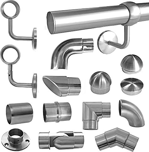BASIT Edelstahlrohr Ø 42,4 x 2,0 mm V2A I 120 cm I Edelstahl Geländer für Treppen Handlauf Treppengeländer für innen & außen selber erstellen I Rohr Rundrohr geschliffen K240