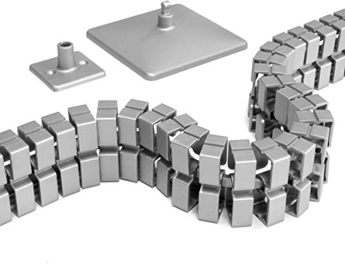 EISNHAUER ® Kabelkette Slim für saubere Verkabelung an höhenverstellbaren Schreibtischen, 131 cm lang (Silber)