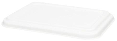 BIOZOYG Tapas de caña de azúcar para bocadillos 17x12cm I 50 pzas. Tapas compostables para platos para llevar hechas de bagazo - biodegradable I tapas rectangulares blancas para envases 50 pzas.