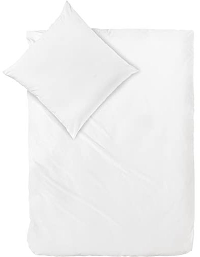 Decoper ® Mako-Satin Bettwäsche aus 100% Baumwolle | Atmungsaktiv & kuschelig weich | Farbe Weiß | 2 teilig - 155 x 220 cm + 80 x 80 cm