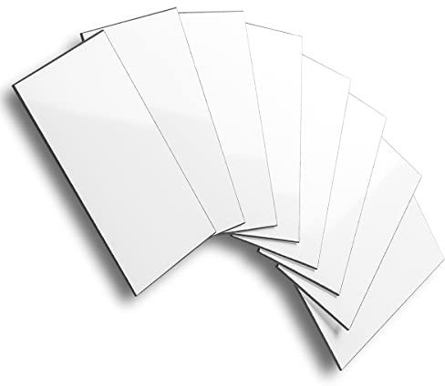 AULIGET 100 Stück polierte weiße dicke PVC-Rückwand zum Abziehen und Aufkleben, 7,6 x 15,2 cm, wasserdichte U-Bahn-Fliesen zum Abziehen und Aufkleben, Wandfliesen für Küche und Bad