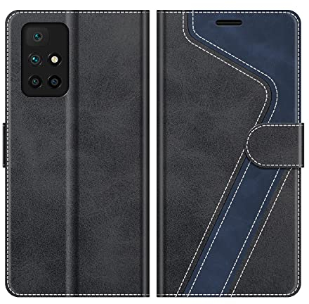 MOBESV Hülle für Xiaomi Redmi 10 / Redmi 10 2022 Handyhülle, Lederhülle mit Kartenfach, Klapphülle mit Ständer, Flip Case Handytasche Schutzhülle, Modisch Schwarz