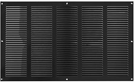 Prostko - Rejilla de ventilación de metal negro / 500 mm x 300 mm con mosquitera - Malla antiinsectos / Cubierta de conducto plana rectangular moderna