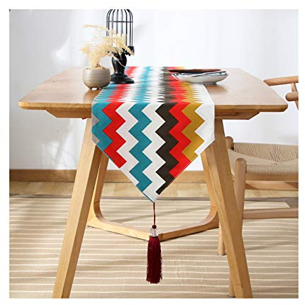 EHOMERY Tischband Modern, Dekoration Konfirmation Bunt Tischläufer Einfache Mode Mosaikstreifen Tischläufer Cotton 33x180CM