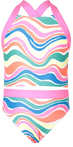 Mountain Warehouse Tankini Kids Printed Top - UV Protection Childrens Swim Bottoms, Lightweight, Easy Care Bathing Suit - Ideal for Summer, Beach, Holidays & Pool Neon Brights 2-3 Years
