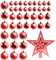Tradineur - Set de 42 Bolas de Navidad de Color Rojo con tamaños y diseños Surtidos y 1 Estrella en Rojo, Ideal para completar el arbol navideño. Set para Decoracion navideña.