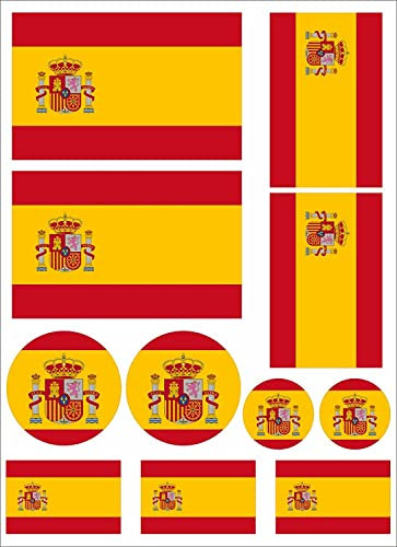 Juego de 11 banderas de España, autoadhesivas, para coches, motos, oficinas, etc. (40x25)