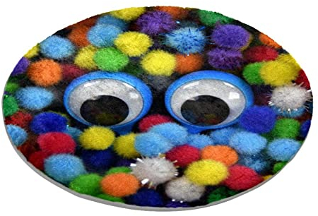Runder Teppich, bunter Pompon, Schlafzimmerteppich, weich, waschbar, Fußmatte
