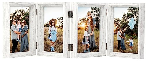 AVEAX Bilderrahmen 13x18 cm Foto Mit Scharnieren 4 Bilderrahmen Collage Geschrägt Mehrere Fotos, Weiß