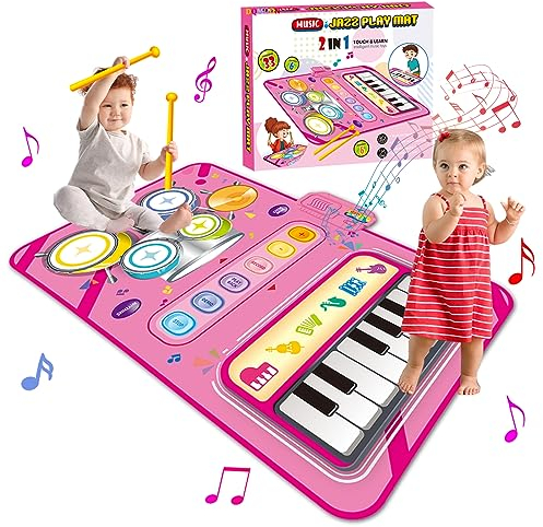 Baby Toys for Girls, Toddler Toys 3 in 1 Music Mat Girls for Gifts Kids Toys for Baby, Educational Music Toys Dance Mat for Babies, Toddlers Birthday Presents Xmas Stocking Fillers for 3+
