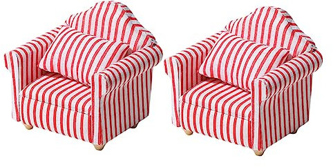 Toyvian 2-Teilige Wohnzimmer-Sofagarnitur Für Kinder Holzspielzeug Puppenmöbel Kindercouch Rollenspielspielzeug Babyspielzeug Kleinkindspielzeug Puppenhausmöbel