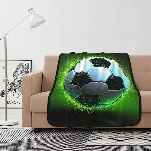 PEIXEN Coole Fußball-Decke, doppelseitig, Überwurf, Decke, superweich, Flanell, Bettdecke für Bettwäsche, Sofa und Reisen, 102 x 127 cm