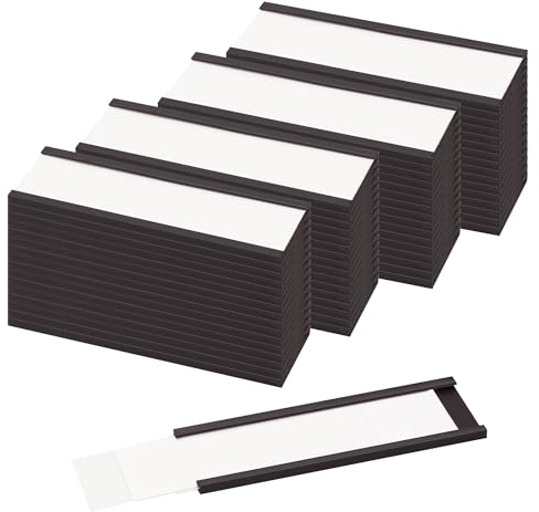 LLPT Magnetische Etikettenhalter | Beschreibbare Magnet-Etiketten für Schule Büro Whiteboards Kühlschränke Magnettafeln (MH2175) | 50 Stück | 25MM x 75MM