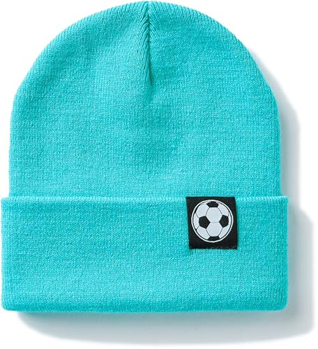 minifan Mütze für Kinder: Fußball - Kinder-Strickmütze für Fussballspieler Trainingsmütze Wintermütze Beanie Junge und Mädchen Geschenk (Surf Blue)