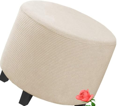 MeRcri Hockerbezug Rund 40 50 60 80 90 100 cm Ottoman Cover Hocker Schonbezug Hussen für Fußhocker Stretch Ottomane Abdeckung Hocker Protector Hockerabdeckung(009,65 cm)