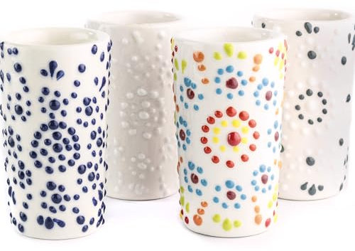 MEXTEQUIL - Talavera - Juego de 4 vasos de chupito auténticos de tequila mexicano, pintados a mano, 56.7 g (Mandala)