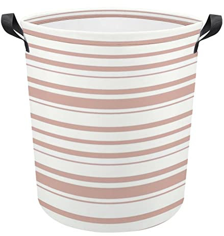 Laundry Basket Bliss Stripes Rose Gold Sparkle Laundry Bin Portable Storage Basket For Clothes Folding Washing Storage Bin, For Dorm, Bathroom, Room