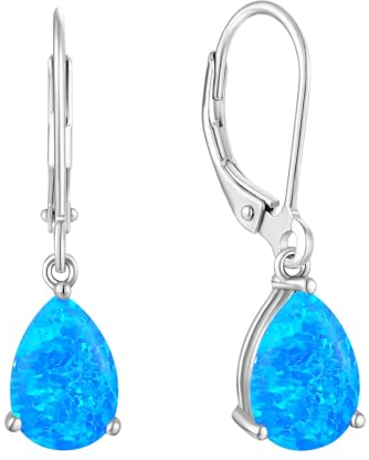 YL Damen Ohrhänger 925 Sterling Silber Blau Opal Ohrringe