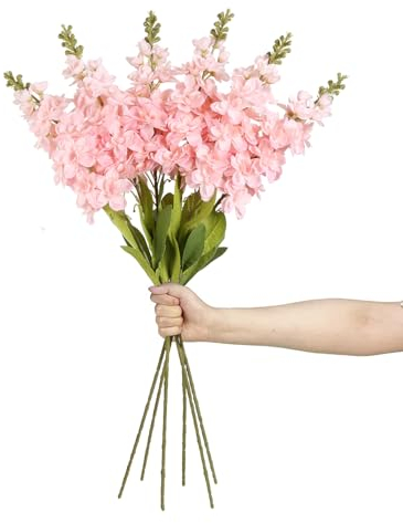 IPOPU Flores Artificiales de delfinio Rosa, 85 cm, Jacinto, Snapdragon Antirrhinum, Flores Artificiales, Flores Artificiales de Seda, Flores de Tallo Largo para decoración del hogar de Bodas (Rosa)