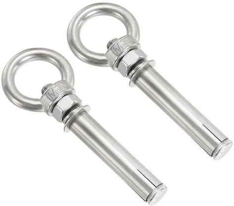PATIKIL Perno de Argolla de Expansión M10X90 Mm, Paquete de 2 Anclajes de Hombro de Acero Inoxidable 304, Tornillo de Argolla con Anillo de Argolla, Plateado