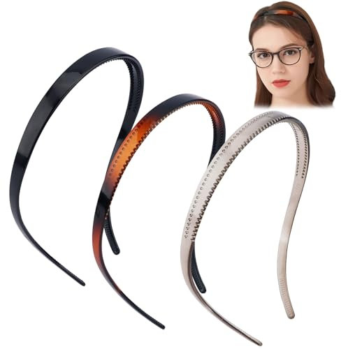 TOBATOBA Flex Serre-tête sans pression pour lunettes et lunettes de soleil – Bandeau confortable en plastique antidérapant avec dents pour femmes et filles