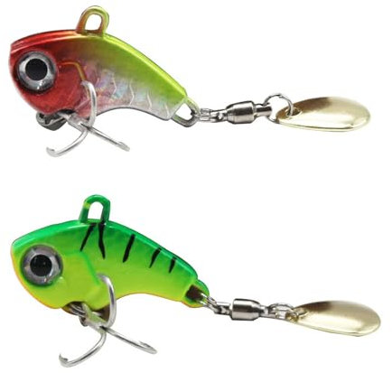 DHWEKU 2 Piezas Señuelos de Pesca con Ganchos Cebos Cebo de Pesca Señuelos De Cucharilla de Pesca Spinner Cebo para la Trucha,Lucio Perca Trucha Pike Salmon Bass