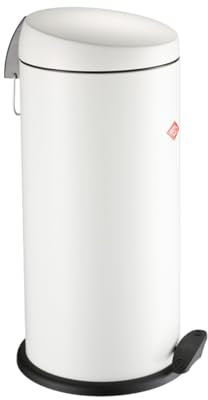 Wesco klassischer Tretabfallsammler CAPBOY MAXI in der Farbe weiß matt, pulverbeschichtetes Stahlblech, Metalleinsatz aus 22 Liter Volumen, Kunststoff-Fußtritt