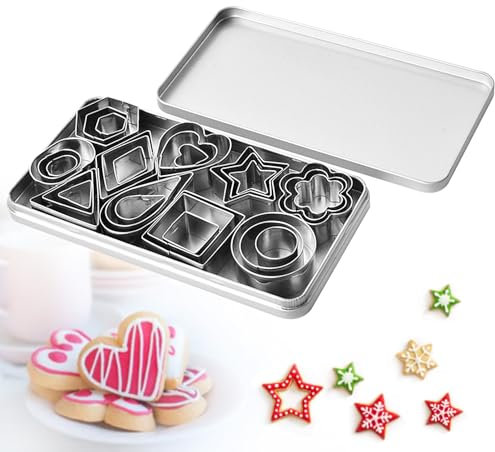 Formine per Biscotti,Set di 30 formine per biscotti,formine per biscotti con forma geometrica,materiale in Acciaio Inossidabile,per,frolla,pasticceria e frutta