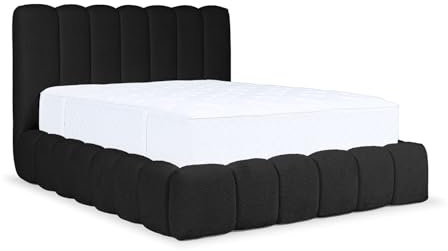 MEBLINI Carlos Polsterbett 200x200 mit Lattenrost und Matratze - Bubble Bett - Cloud - Marshmallow Bed - Kopfteil Bett mit Stauraum - Betten - 200x200 - Schwarz Boucle/H3