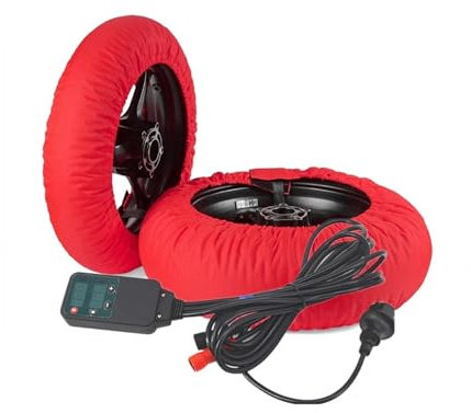 SEQLTWFC Kompatibel mit 10'/12' Scooter Warmer Digitaler Motorrad-Reifenwärmer Rennreifen-Heizschutz vorne und hinten 1 Paar Heizdecke(12 inch)