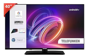 TELEFUNKEN 2025 Smart TV 40 Full HD TE40750B49V4DAZ, TV LED 40 Pollici con Google Assistant Integrato, Compatibile con Google Home, Digitale DVB-T2, Dolby Vision HDR10, Android TV, Dolby Audio