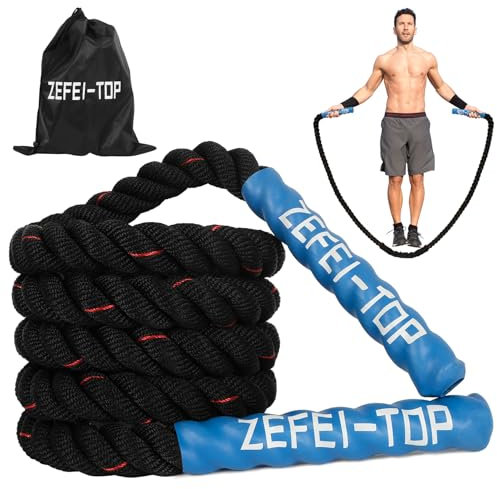 Weighted Jump Rope for Men and Women, Heavy Jump Rope for Fitness, Workout, Boxing, Strength (Black-Large)