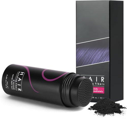 Streuhaar zur Haarverdichtung, 25g Haarpuder Vollem Haar in Sekunden Männer und Frauen, Natürlich Unsichtbar Ansatzpuder, Haarausfall und Lichtem Haar Powder(Schwarz)