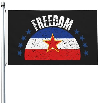 Bandera de Yugoslavia y banderas de la libertad para exteriores, de 90 x 150 cm, de poliéster resistente de doble cara para el hogar, el patio, el festival, la decoración del jardín al aire libre, ban