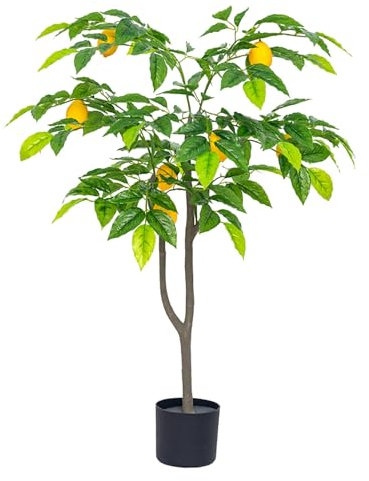 Ramas De Limón Artificial, Planta De Limonero Artificial, Limonero Falso Limonero Artificial Con Troncos, Amarillas De Limón Artificial, Árbol Artificial Planta De Interior Limone Lima Como(80cm/2.6ft